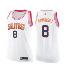 Womens Phoenix Suns #8 Frank Kaminsky Swingman White Pink Fashion Basketball Jersey