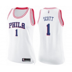 Womens Philadelphia 76ers #1 Mike Scott Swingman White Pink Fashion Basketball Jersey Womens Philadelphia 76ers #1 Mike Scott Swingman White Pink Fashion Basketball Jersey