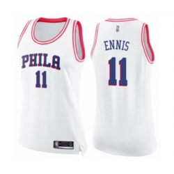 Womens Philadelphia 76ers #11 James Ennis Swingman White Pink Fashion Basketball Jersey Womens Philadelphia 76ers #11 James Ennis Swingman White Pink Fashion Basketball Jersey