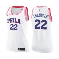 Womens Philadelphia 76ers #22 Wilson Chandler Swingman White Pink Fashion Basketball Jersey Womens Philadelphia 76ers #22 Wilson Chandler Swingman White Pink Fashion Basketball Jersey