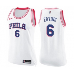Womens Philadelphia 76ers #6 Julius Erving Swingman White Pink Fashion Basketball Jersey Womens Philadelphia 76ers #6 Julius Erving Swingman White Pink Fashion Basketball Jersey