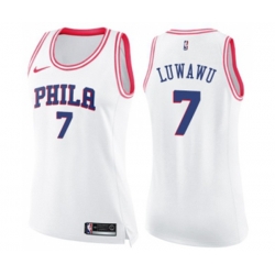 Womens Philadelphia 76ers #7 Timothe Luwawu Swingman White Pink Fashion Basketball Jersey Womens Philadelphia 76ers #7 Timothe Luwawu Swingman White Pink Fashion Basketball Jersey