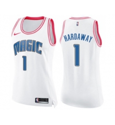 Womens Orlando Magic #1 Penny Hardaway Swingman White Pink Fashion Basketball Jersey