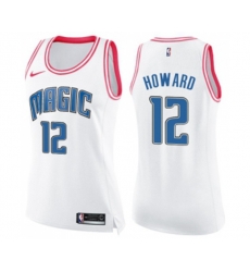 Womens Orlando Magic #12 Dwight Howard Swingman White Pink Fashion Basketball Jersey