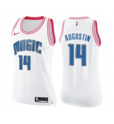 Womens Orlando Magic #14 D.J. Augustin Swingman White Pink Fashion Basketball Jersey