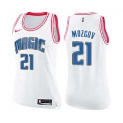 Womens Orlando Magic #21 Timofey Mozgov Swingman White Pink Fashion Basketball Jersey