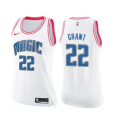 Womens Orlando Magic #22 Jerian Grant Swingman White Pink Fashion Basketball Jersey