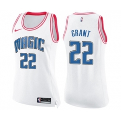 Womens Orlando Magic #22 Jerian Grant Swingman White Pink Fashion Basketball Jersey