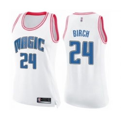 Womens Orlando Magic #24 Khem Birch Swingman White Pink Fashion Basketball Jersey