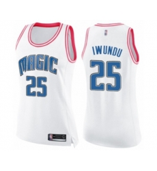 Womens Orlando Magic #25 Wes Iwundu Swingman White Pink Fashion Basketball Jersey
