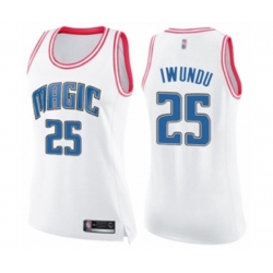Womens Orlando Magic #25 Wes Iwundu Swingman White Pink Fashion Basketball Jersey