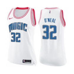 Womens Orlando Magic #32 Shaquille ONeal Swingman White Pink Fashion Basketball Jersey