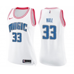 Womens Orlando Magic #33 Grant Hill Swingman White Pink Fashion Basketball Jersey