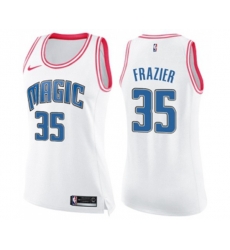 Womens Orlando Magic #35 Melvin Frazier Swingman White Pink Fashion Basketball Jersey