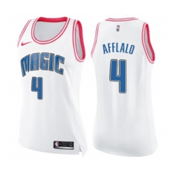 Womens Orlando Magic #4 Arron Afflalo Swingman White Pink Fashion Basketball Jersey