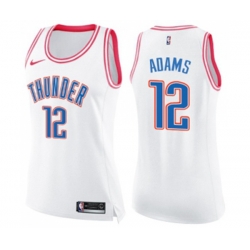 Womens Oklahoma City Thunder #12 Steven Adams Swingman White Pink Fashion Basketball Jersey Womens Oklahoma City Thunder #12 Steven Adams Swingman White Pink Fashion Basketball Jersey