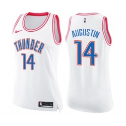 Womens Oklahoma City Thunder #14 D.J. Augustin Swingman White Pink Fashion Basketball Jersey Womens Oklahoma City Thunder #14 D.J. Augustin Swingman White Pink Fashion Basketball Jersey