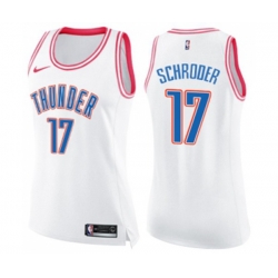 Womens Oklahoma City Thunder #17 Dennis Schroder Swingman White Pink Fashion Basketball Jersey Womens Oklahoma City Thunder #17 Dennis Schroder Swingman White Pink Fashion Basketball Jersey