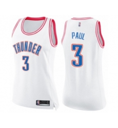 Womens Oklahoma City Thunder #3 Chris Paul Swingman White Pink Fashion Basketball Jersey