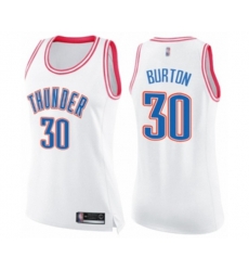Womens Oklahoma City Thunder #30 Deonte Burton Swingman White Pink Fashion Basketball Jersey
