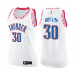 Womens Oklahoma City Thunder #30 Deonte Burton Swingman White Pink Fashion Basketball Jersey Womens Oklahoma City Thunder #30 Deonte Burton Swingman White Pink Fashion Basketball Jersey