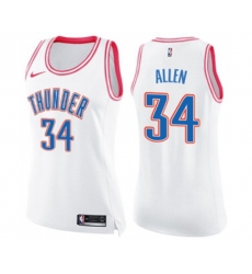 Womens Oklahoma City Thunder #34 Ray Allen Swingman White Pink Fashion Basketball Jersey