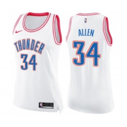 Womens Oklahoma City Thunder #34 Ray Allen Swingman White Pink Fashion Basketball Jersey Womens Oklahoma City Thunder #34 Ray Allen Swingman White Pink Fashion Basketball Jersey