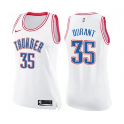 Womens Oklahoma City Thunder #35 Kevin Durant Swingman White Pink Fashion Basketball Jersey Womens Oklahoma City Thunder #35 Kevin Durant Swingman White Pink Fashion Basketball Jersey