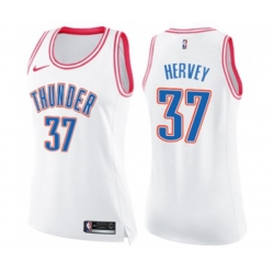 Womens Oklahoma City Thunder #37 Kevin Hervey Swingman White Pink Fashion Basketball Jersey Womens Oklahoma City Thunder #37 Kevin Hervey Swingman White Pink Fashion Basketball Jersey