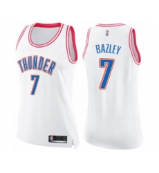Womens Oklahoma City Thunder #7 Darius Bazley Swingman White Pink Fashion Basketball Jersey