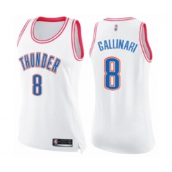 Womens Oklahoma City Thunder #8 Danilo Gallinari Swingman White Pink Fashion Basketball Jersey Womens Oklahoma City Thunder #8 Danilo Gallinari Swingman White Pink Fashion Basketball Jersey