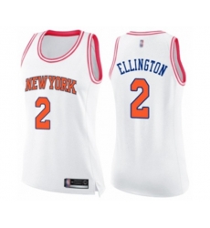 Womens New York Knicks #2 Wayne Ellington Swingman White Pink Fashion Basketball Jersey