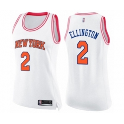 Womens New York Knicks #2 Wayne Ellington Swingman White Pink Fashion Basketball Jersey