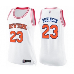 Womens New York Knicks #23 Mitchell Robinson Swingman White Pink Fashion Basketball Jersey