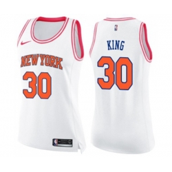 Womens New York Knicks #30 Bernard King Swingman White Pink Fashion Basketball Jersey