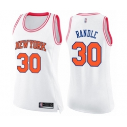 Womens New York Knicks #30 Julius Randle Swingman White Pink Fashion Basketball Jersey