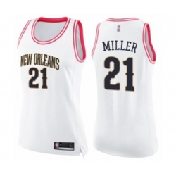 Womens New Orleans Pelicans #21 Darius Miller Swingman White Pink Fashion Basketball Jersey Womens New Orleans Pelicans #21 Darius Miller Swingman White Pink Fashion Basketball Jersey