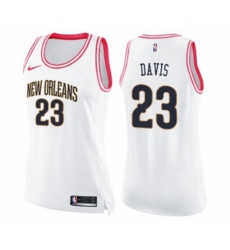 Womens New Orleans Pelicans #23 Anthony Davis Swingman White Pink Fashion Basketball Jersey