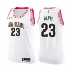 Womens New Orleans Pelicans #23 Anthony Davis Swingman White Pink Fashion Basketball Jersey Womens New Orleans Pelicans #23 Anthony Davis Swingman White Pink Fashion Basketball Jersey