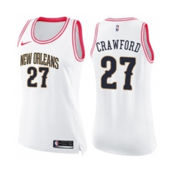 Womens New Orleans Pelicans #27 Jordan Crawford Swingman White Pink Fashion Basketball Jersey Womens New Orleans Pelicans #27 Jordan Crawford Swingman White Pink Fashion Basketball Jersey