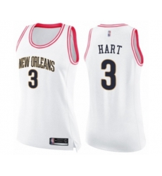 Womens New Orleans Pelicans #3 Josh Hart Swingman White Pink Fashion Basketball Jersey