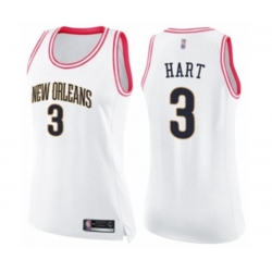 Womens New Orleans Pelicans #3 Josh Hart Swingman White Pink Fashion Basketball Jersey Womens New Orleans Pelicans #3 Josh Hart Swingman White Pink Fashion Basketball Jersey