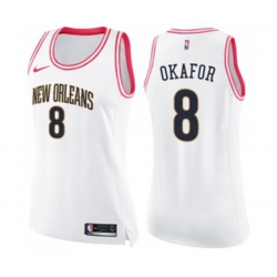 Womens New Orleans Pelicans #8 Jahlil Okafor Swingman White Pink Fashion Basketball Jersey Womens New Orleans Pelicans #8 Jahlil Okafor Swingman White Pink Fashion Basketball Jersey