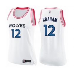 Womens Minnesota Timberwolves #12 Treveon Graham Swingman White Pink Fashion Basketball Jersey
