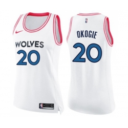 Womens Minnesota Timberwolves #20 Josh Okogie Swingman White Pink Fashion Basketball Jersey