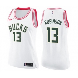 Womens Milwaukee Bucks #13 Glenn Robinson Swingman White Pink Fashion Basketball Jersey Womens Milwaukee Bucks #13 Glenn Robinson Swingman White Pink Fashion Basketball Jersey