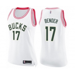 Womens Milwaukee Bucks #17 Dragan Bender Swingman White Pink Fashion Basketball Jersey Womens Milwaukee Bucks #17 Dragan Bender Swingman White Pink Fashion Basketball Jersey
