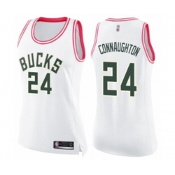 Womens Milwaukee Bucks #24 Pat Connaughton Swingman White Pink Fashion Basketball Jersey Womens Milwaukee Bucks #24 Pat Connaughton Swingman White Pink Fashion Basketball Jersey