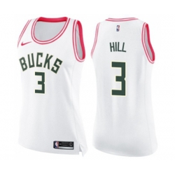 Womens Milwaukee Bucks #3 George Hill Swingman White Pink Fashion Basketball Jersey Womens Milwaukee Bucks #3 George Hill Swingman White Pink Fashion Basketball Jersey