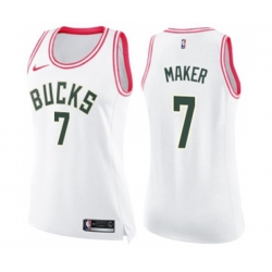 Womens Milwaukee Bucks #7 Thon Maker Swingman White Pink Fashion Basketball Jersey Womens Milwaukee Bucks #7 Thon Maker Swingman White Pink Fashion Basketball Jersey
